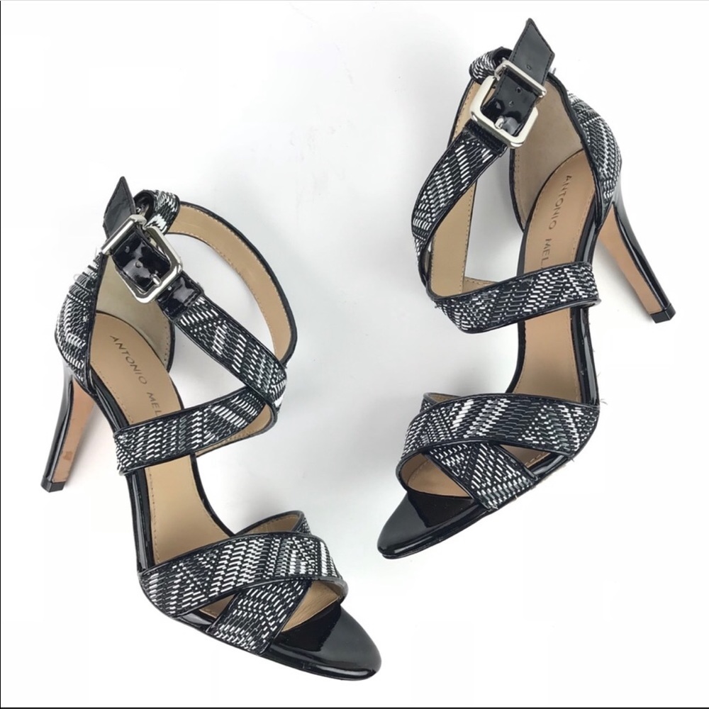 NWOT Antonio Melani Black/White Geo Heeled Sandal